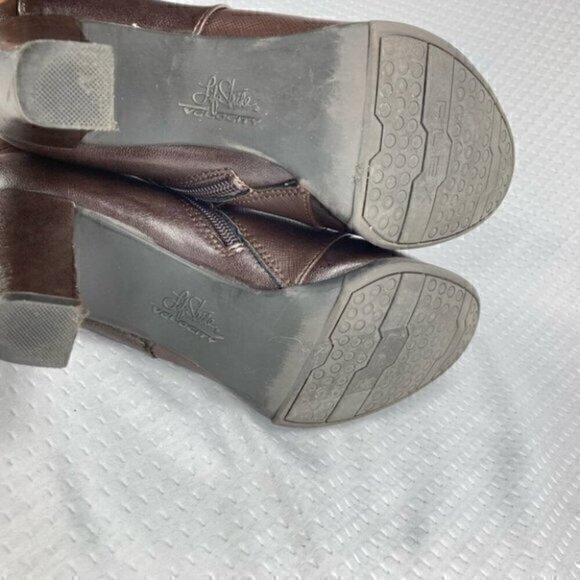 Life Stride Ankle Boots Womens Size 7 Brown Two Tone Velocity Flex Block Heels - Picture 10 of 11